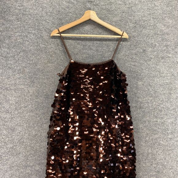 New A New Day Dress Women M Medium Brown Shift Short Sequin Sleeveless Lined - Picture 3 of 11